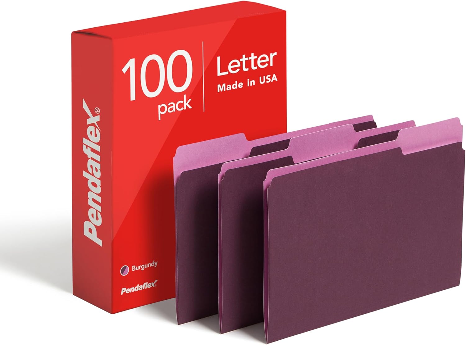 Alternative view of Two-Tone file dosya, 1/3 Cut Top Tab,, Burgundy/Light Burgundy, 100/box