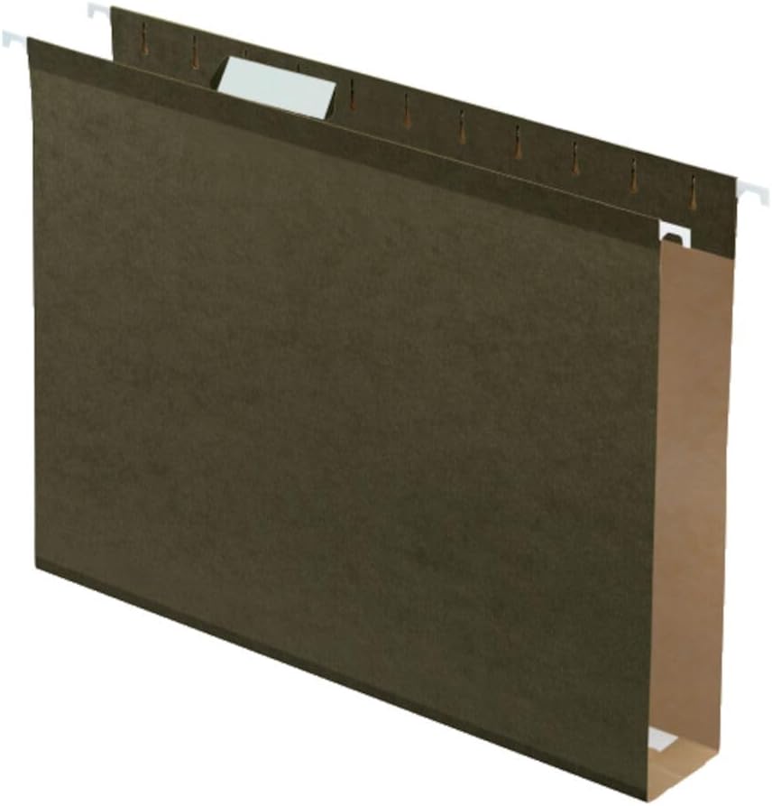 Ekstra Kapasiteli Güçlendirilmiş Askılı Dosya Klasörleri, 5 cm, Harf Boyutu, Standart yeşil, 1/5 Kesim, 25/BX (04152X2)