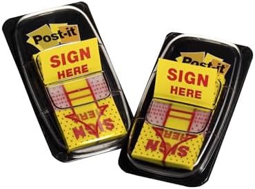 Alternative view of Mesaj Bayrakları, "Sign Here", 50/Dispenser, 2 Dispenser/Paket, 1" Geniş, Sarı (680-SH2)