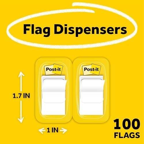 Alternative view of Bayraklar, 50/Dispenser, 2 Dispenser/Paket, 1" Geniş, Beyaz (680-WE2)