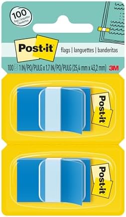 Bayraklar, 50/Dispenser, 2 Dispenser/Paket, 1" Geniş, Parlak Mavi (680-BB2)