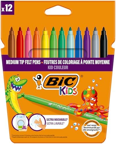 Alternative view of BIC Kids Kid Couleur Ultra Yıkanabilir Keçeli Boya Kalemi 12 Renk, Kolayca Çoğu Kumaştan Çıkar, Su Bazlı Keçeli Kalem