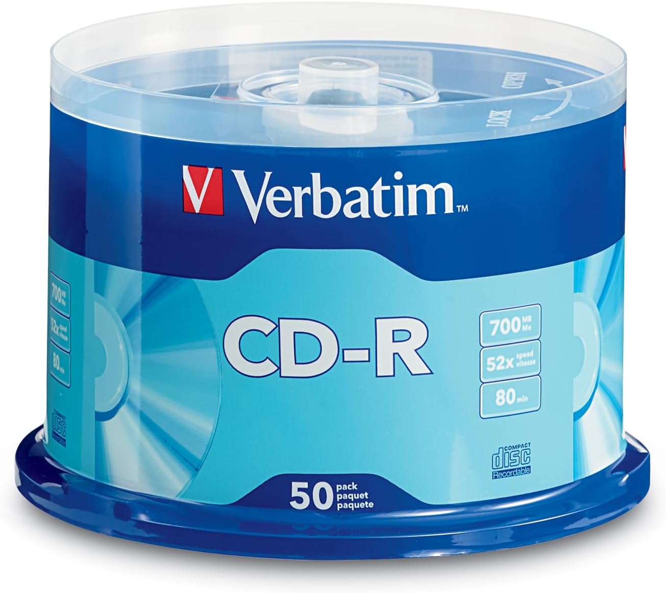 CD-R Boş Diskler 700 MB 80 Dakika 52 x Kaydedilebilir Disk Veri ve Müzik için - 50'li Paket Mil