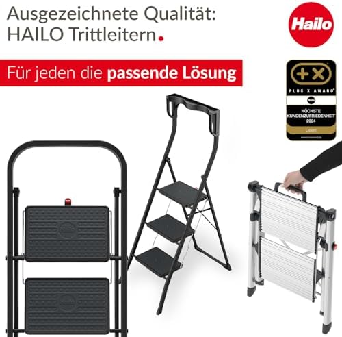 Alternative view of K70 StandardLine alüminyum katlanır merdiven, 3 büyük çelik basamaklı, kaymaz matlı, 150 kg'a kadar taşıma kapasitesi, katlanır emniyetli merdiven, özellikle hafif ve kolay saklanabilir, gümüş
