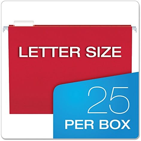 Geri Dönüşümlü Askılı Klasörler, Mektup Boyutu, Kırmızı, 1/5 Kesim, 25/BX (81608)