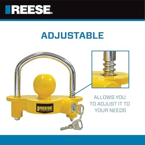REESE Towpower 72783 debriyaj kilidi, ayarlanabilir saklama güvenliği, sağlam çelik, sarı ve krom