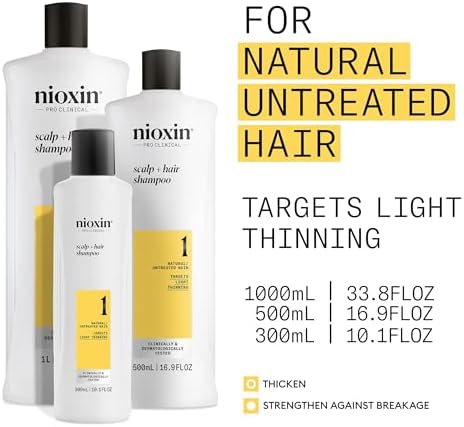 Alternative view of Nioxin Saç Derisi + Saç Kalınlaştırma Sistemi 1 Şampuan, Hafif İnceltmeli Doğal Saçlar İçin, 999 ml (Ambalaj Değişebilir)