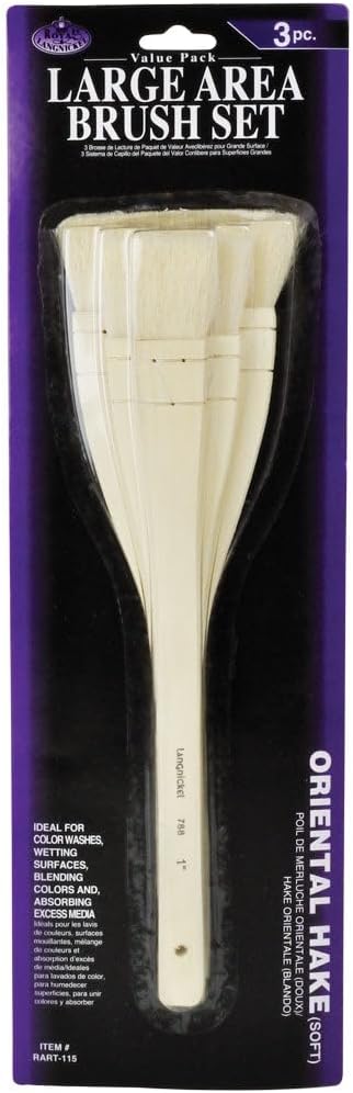 & Langnickel Oriental Hake Geniş Alan Fırçası - 3'lü Paket, Beyaz, 41 x 3,5 x 11,5 cm