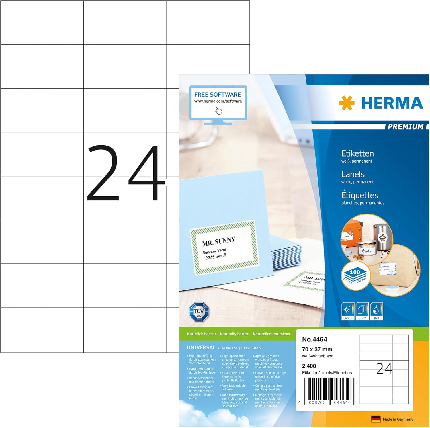 Premium Lazer Etiket A4 100 70x37 Beyaz