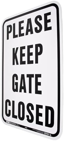 Hy-Ko Products 20523 - "LÜTFEN KEEP GATE CLOSED" Alüminyum Tabela 40 cm x 45 cm Siyah/Beyaz, 1 Adet