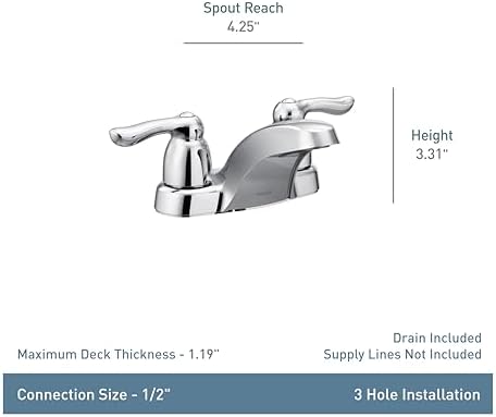 Alternative view of 4925 Chateau İki Saplı Düşük Ark Banyo Bataryası, Krom, 0.5