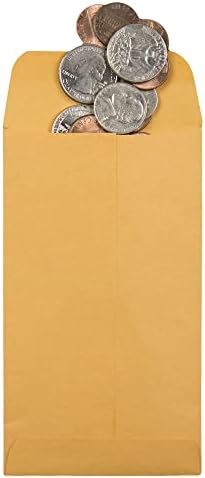 #5 1/2 Madeni Para Zarfları, 3 1/8 x 5 1/2, Yapıştırılmış, Küçük Parçalar, Bahçe için Mücevher ve Tohum Zarfları, 28 lb Kahverengi, Kutu başına 500 (QUA50562)