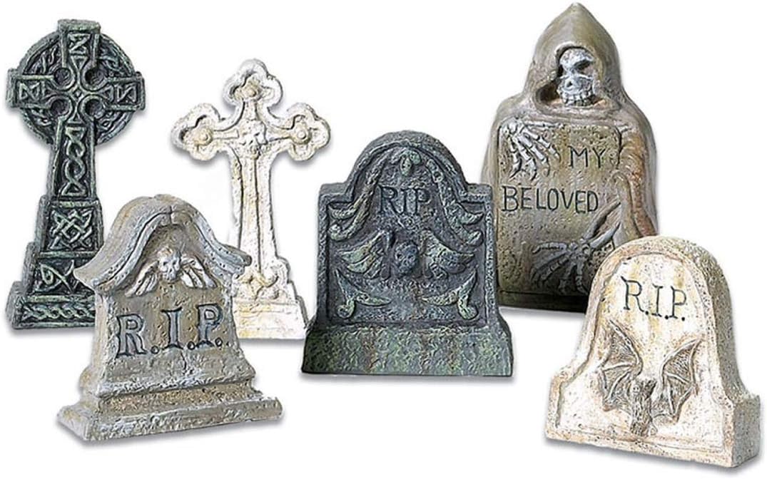 Department 56 Köy Koleksiyonları için Bayramı Aksesuarları Mezar Taşı Heykelcik Seti, Çoklu Boyutlar, Çok Renkli