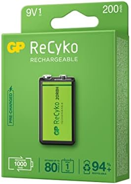 Gp Batteries Recyko+ 200 9V Boy Ni-Mh Şarjlı Pil, 8.4 Volt, Tekli Kart