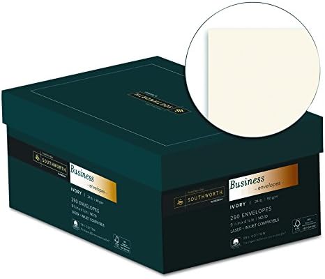Alternative view of Pamuk İş #10 Zarf, 10,5 cm x 24,1 cm, 25 lb/90 GSM, Dokuma Kaplama, Fildişi, 250 Zarf - Ambalaj Değişebilir (J404I-10)