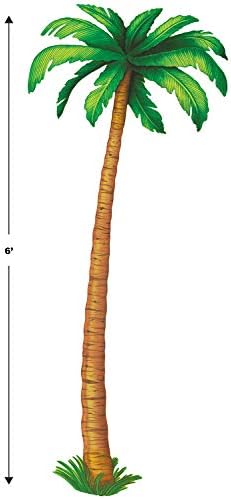 Cardstock Jointed Tree Cut Out Luau parti duvar dekorasyonu, 1,8 m, kahverengi/yeşil