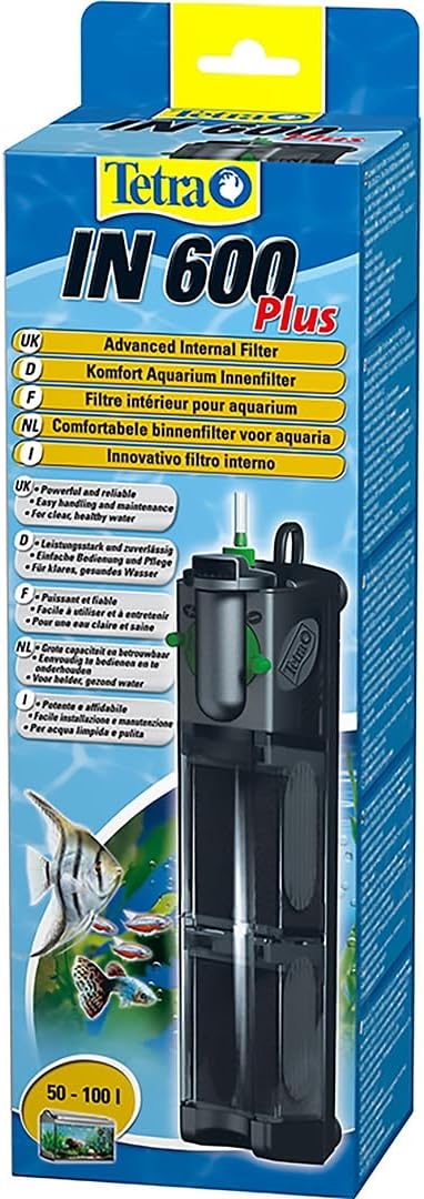 IN 600 plus akvaryum iç filtresi - temiz ve sağlıklı su için filtre, mekanik, biyolojik ve kimyasal filtreleme, 50 ila 100 litre akvaryumlar için uygundur