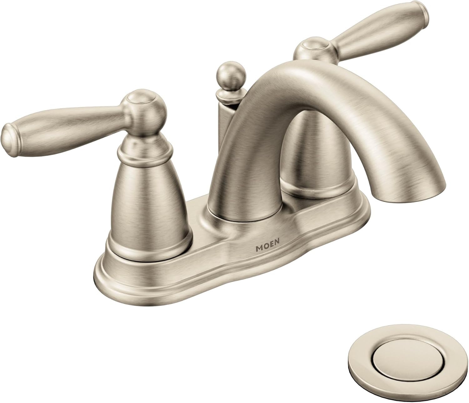 Alternative view of 6610BN Brantford Brushed nickel two-handle high arc bathroom faucet with Drain Assembly, Brushed Nickel