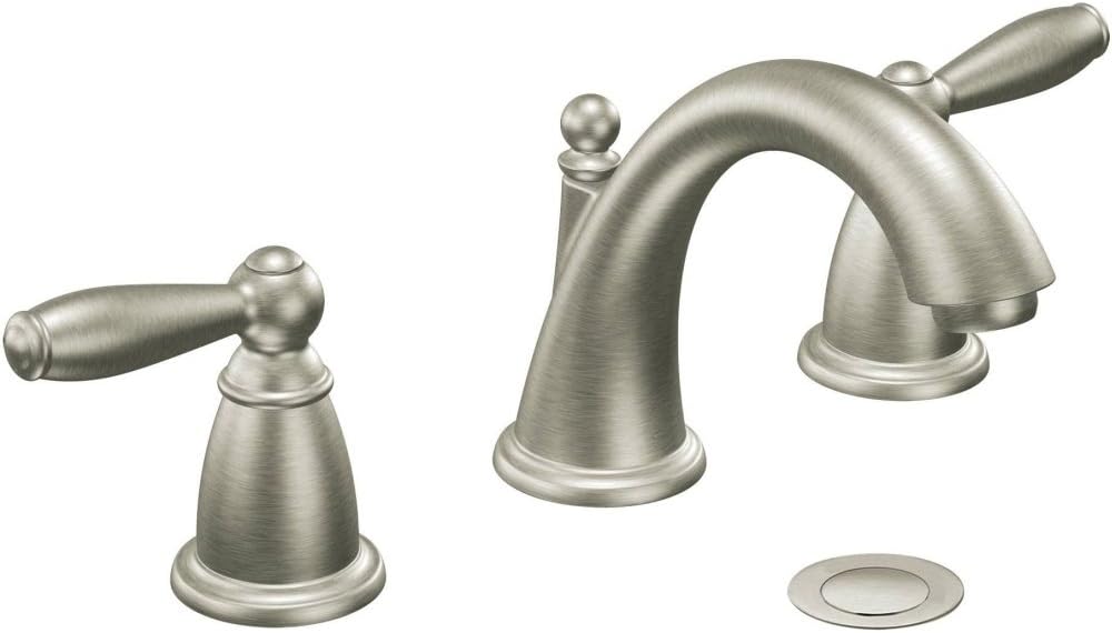Alternative view of MOEN T6620 Brantford Two-Handle Low-Arc Widespread Bathroom without Valve, Brushed Nickel, Chrome