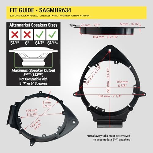 SAGMHR634 GM Araç Hoparlör Adaptörü, 16.5-17.1cm