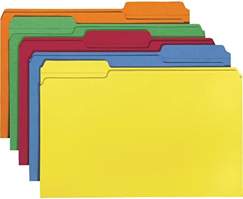 File Folders, 1/3 Cut Top Tab, Legal, Assorted Colors, 100/box