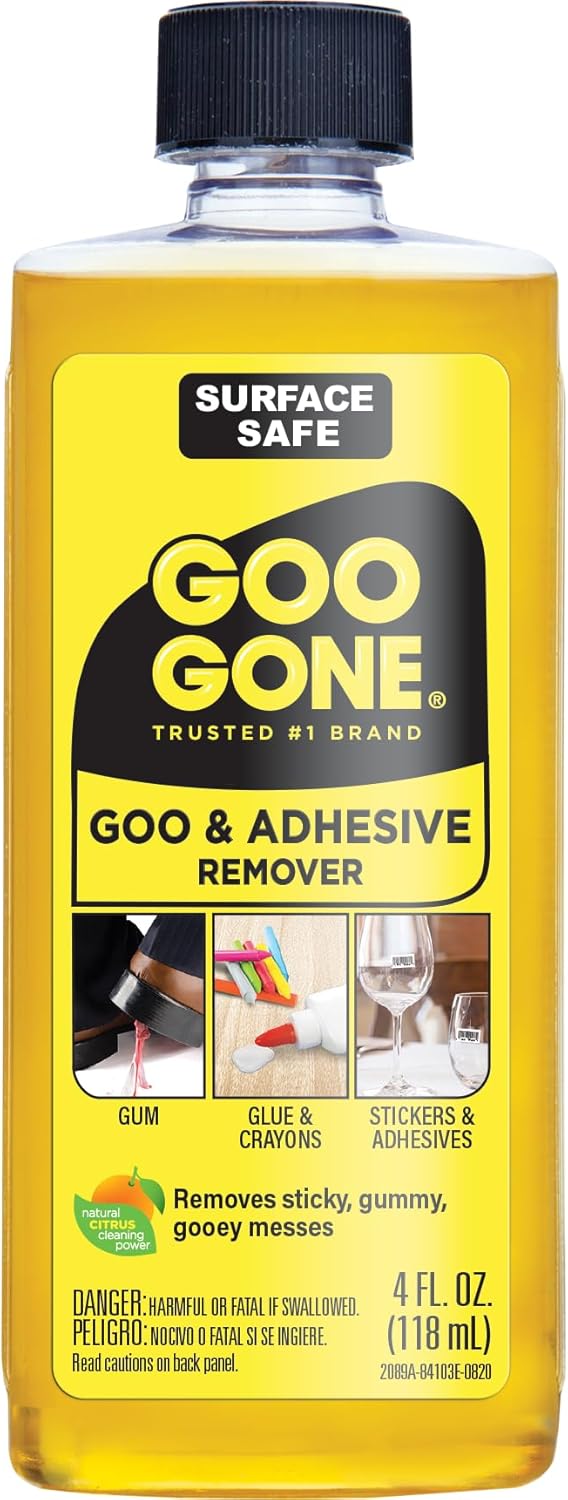 Goo Gone Orijinal Yapışkan Sökücü - 4 Ons - Yüzey Güvenli Yapışkan Sökücü Etiketleri Çıkartmaları Çıkartmaları Kalıntı Bant Çiğneme Gres Katran