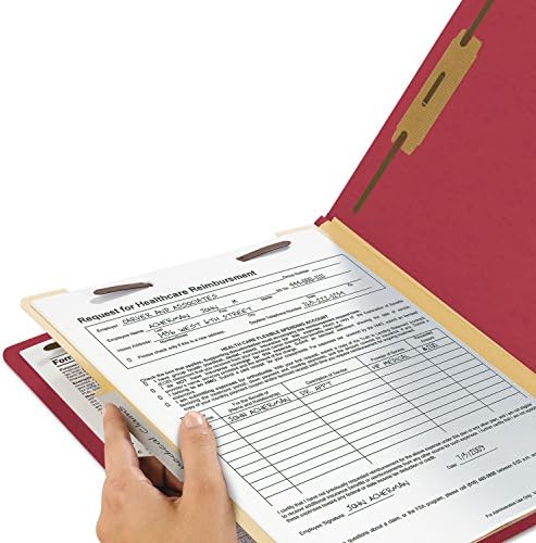 Sınıflandırma Dosyası Klasörü, 1 Bölücü, 2 "Genişletme, 2/5-Kesim Sekmesi, Mektup Boyutu, Kırmızı, Kutu başına 10 (13703)