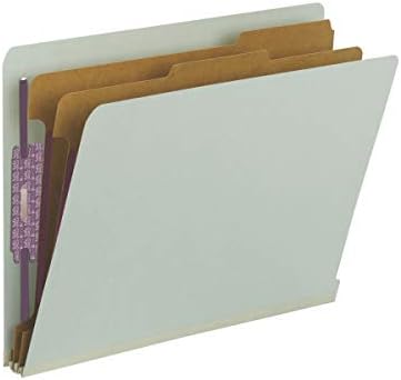 Alternative view of Bağlantı Elemanları ile%100 Geri Dönüştürülmüş Uç Sekme Pressboard Sınıflandırma Dosya Klasörü, 2 Bölücü, 5 cm Genişletme, Harf Boyutu, Gri/Yeşil, Kutu başına 10 (26810)