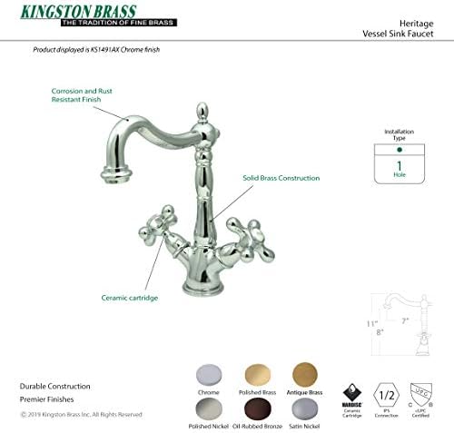 pirinç KS1498AX 4-inç teller gemi lavabo musluk Zugstangen-çubuk, saten nikel