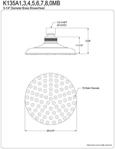 Alternative view of K135A5 Victoria Pirinç Duş Başlığı, 5-1/2-inç, Yağlı Bronz