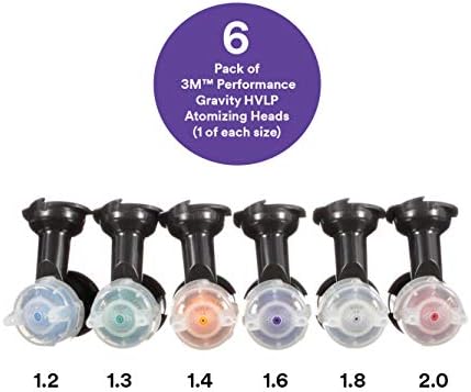 Alternative view of 3M Performance HVLP Atomizasyon Başlığı Çeşit Kiti, 26730, Boyutlar 1.2, 1.3, 1.4, 1.6, 1.8, 2.0, kullanım için Performans Püskürtme Tabancası PPS 2.0 Boya Bardakları, 6'lı Paket, Siyah
