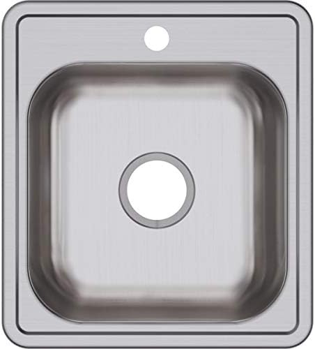 D117191 22 Gauge Paslanmaz Çelik 43,18 cm x 48,26 cm x 15,56 cm Tek Kase Üstüne Monte Bar/Hazırlama Lavabosu, 1 Delik