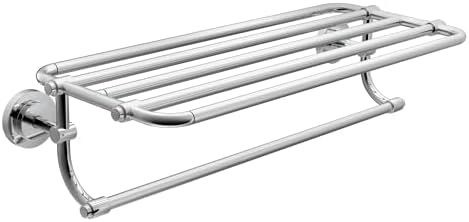 DN0794BN Iso 24-Inch Wide Bathroom -Style Shelf with Towel Bar, Brushed Nickel