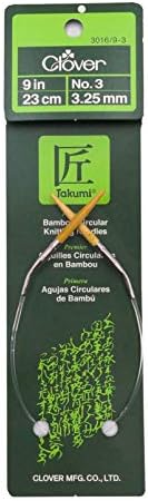 clover Takumi Bambu Yuvarlak Örgü İğneleri 9"-Boyut 3/3,25mm