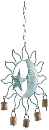 Alternative view of Deco 79 Metal Güneş ve Ay Çanı Çanlı, 33 cm x 28 cm x 2,5 cm, Turkuaz