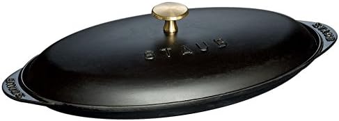 Sur La Table Minis Döküm Balık Servis Tabağı, Kapaklı, Döküm Demir, Siyah, 31 cm