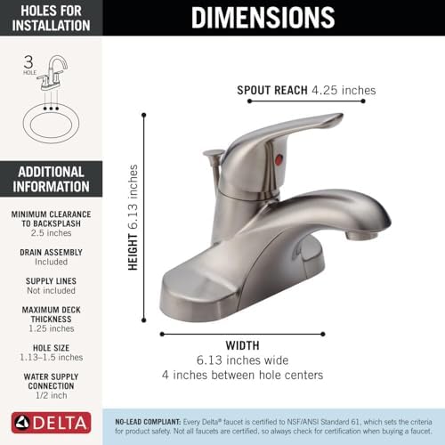 (stainlesssteel) - Bathroom Foundations 10cm 1-Handle Bathroom in Stainless B510LF-SS