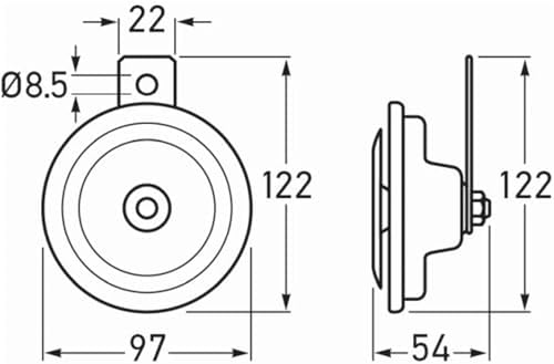 Korna B36-24V - 105Db(A) - Frekans Aralığı: 335Hz - Düşük Ses - Elektrikli - Ece Onaylı - Gövde Rengi: Gri/Siyah - Yassı Soket Bağlantısı - Miktar: 1 Horn