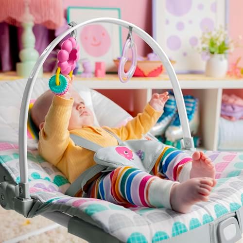 Bright Starts Rosy Bebek Salıncağı Titreşimli, Kız Veya Erkek Bebekler İçin Bebek Koltuğu, Yenidoğan