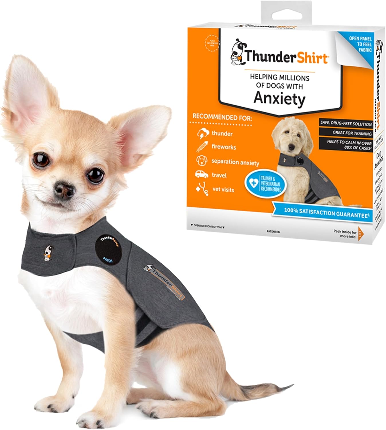 ThunderShirt Köpekler için, XX Small, Heather Grey - Köpek Anksiyete Yeleği
