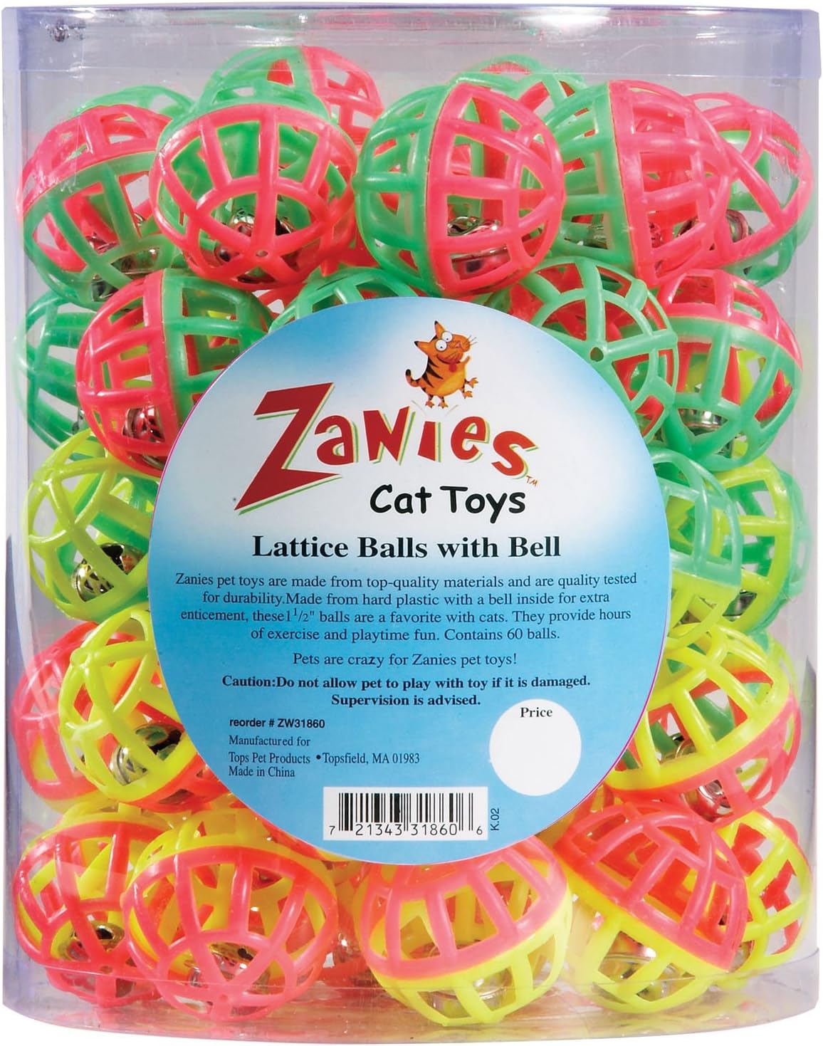 Zanies Plastik Kafes Topları Kedi Oyuncak Kutusu, 50'li Paket