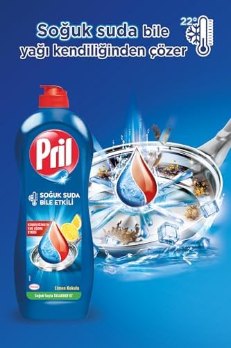 Pril Power Limon Kokulu 5+ Yağ Çözme Etkili Elde Yıkama Sıvı Bulaşık Deterjanı 1 x 1350 g, Limon 1.35kg