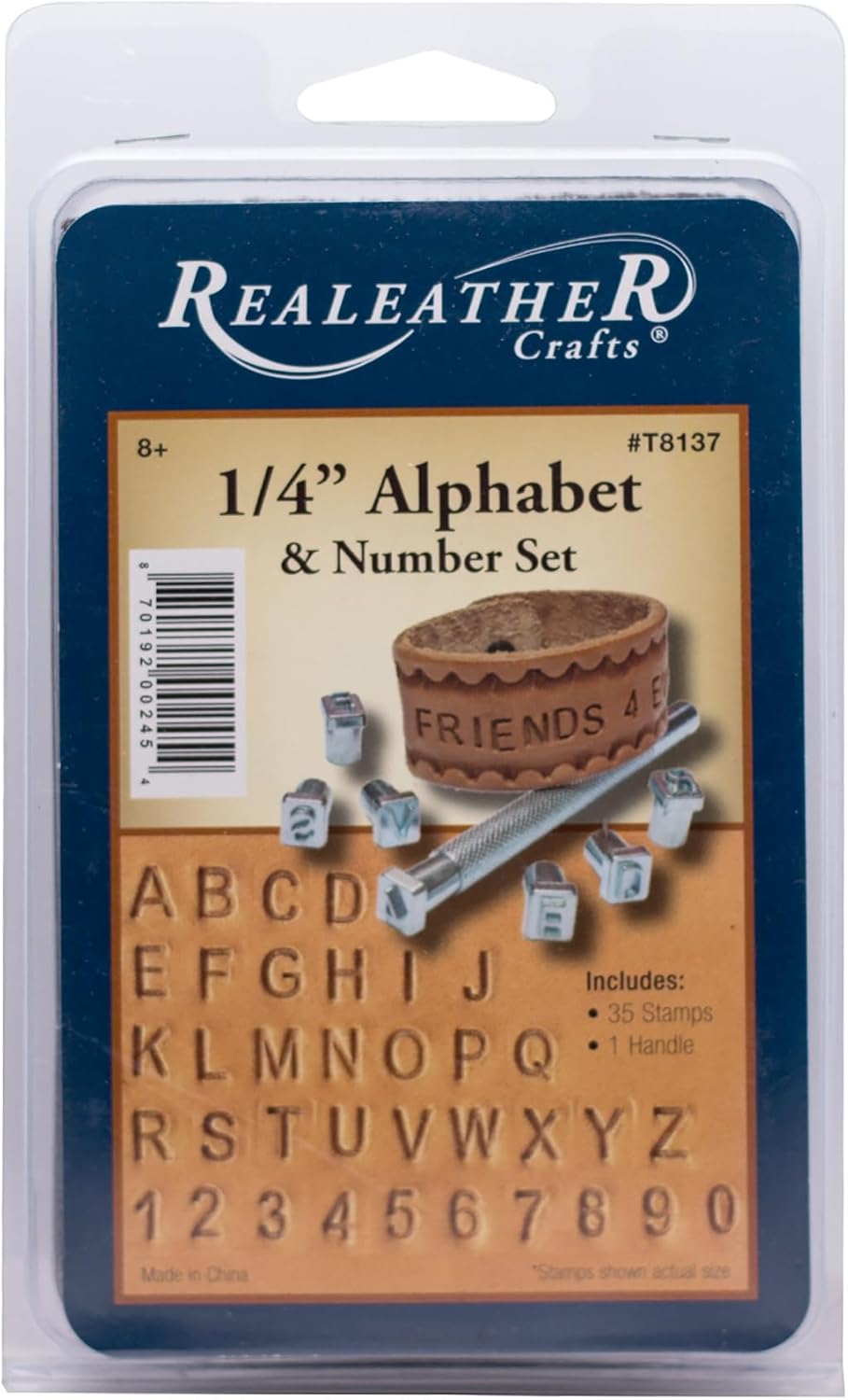 Alternative view of realeather Crafts Metal alfabe ve rakamlar damga seti 1/4 inç
