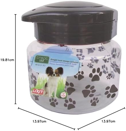 Lixit Köpekler, Kediler, Küçük Hayvanlar ve Kuşlar için Yiyecek ve Ödül Saklama Kavanozları. (1,814 ml, Gri)