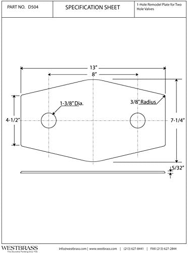 Alternative view of Westbrass D504-26 İki Delikli Remodel Plaka, Cilalı Krom, 33 cm