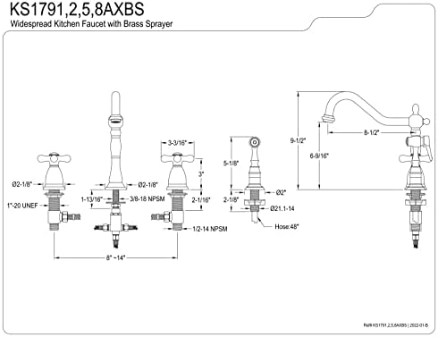 Alternative view of KS1798AXBS Yaygın Mutfak Musluğu, Saplı ve Pirinç Püskürtücü, Fırçalanmış Nikel