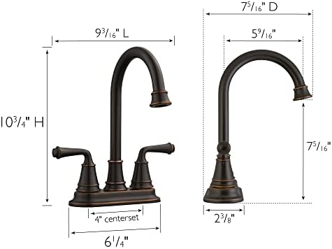 524777 Eden Mutfak Lavabosu için 2 Saplı Bar Musluğu, 2.1 GPM, Yağla Pürüzsüzleştirilmiş Bronz Kaplama