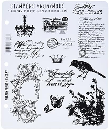 Tim Holtz 7 x 21,6 cm kendiliğinden kauçuk damga seti Shabby French