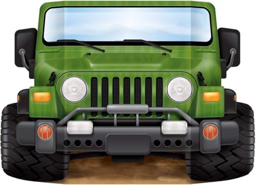 Jungle Jeep Doğum Günü Partisi Malzemeleri için Fotoğraf Dikme Zemin, Çok Renkli