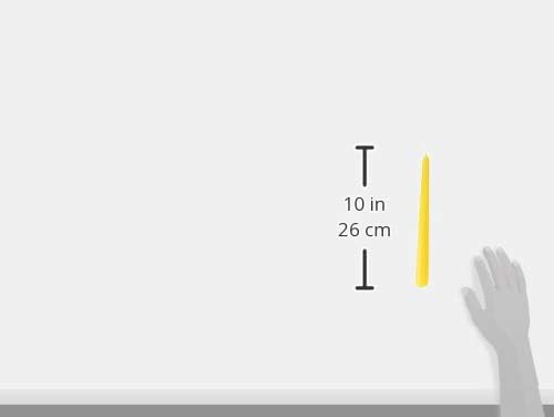 Sarı Konik Şamdan Mumlar 4 Paket - 24,5 cm - 7,5 Saat Yanan Damlamayan Mumlar - Akşam Yemeği, Parti, Düğün Dekoru için Uzun Mum Seti